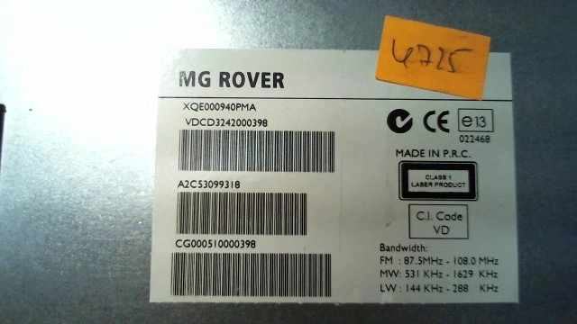 XQE000940PMA RADIO MG ROVER 24c32 CODE 1258 COUTER OK EEP.rar